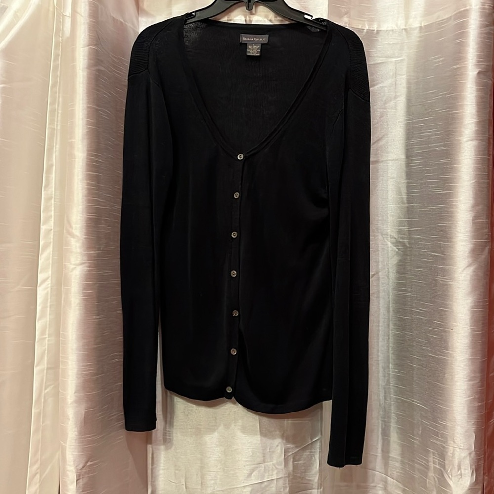 Banana Republic Black Lightweight V-Neck Cardigan